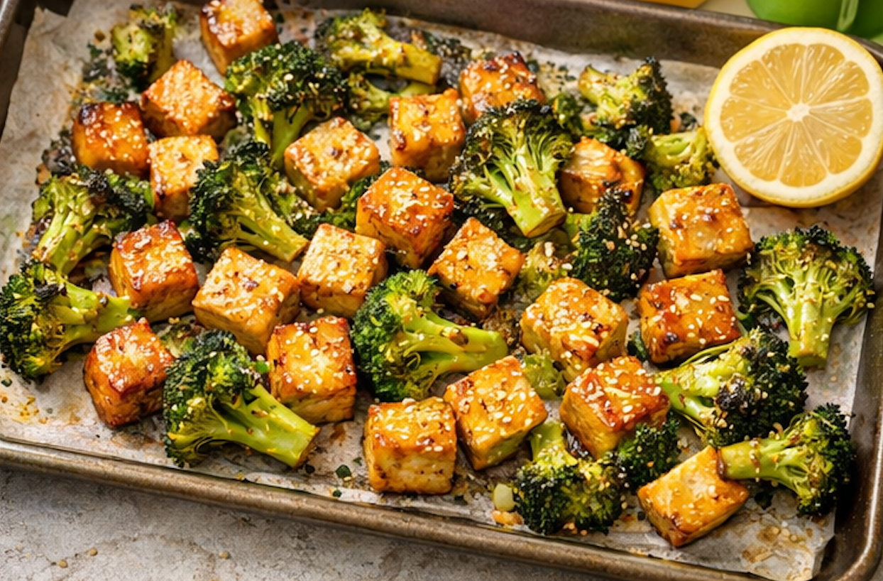 Crispy Sheet-Pan Miso-Roasted Tofu w/ Broccoli | Easy Weeknight